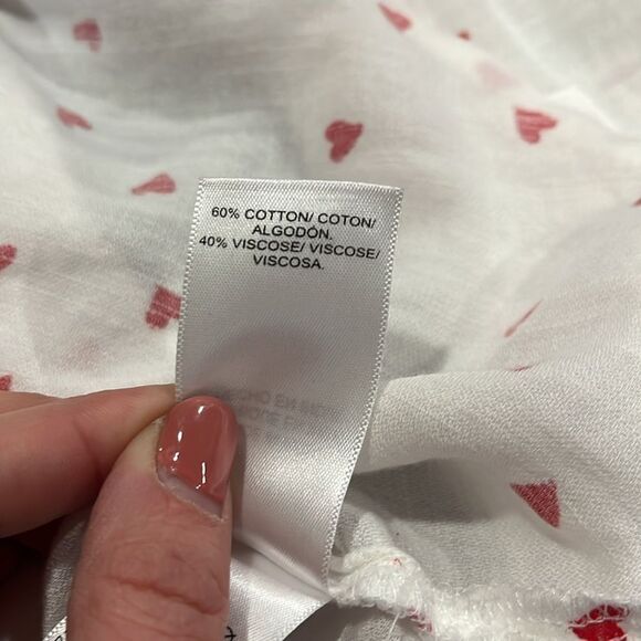 Lucky NWOT White and Red Heart Print Women's button up - small - Picture 8 of 8